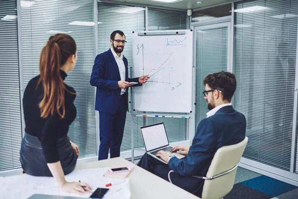 Succesvolle Man Formele Slijtage Tijd Doorbrengen Voor Opleiding Van Het — Stockfoto