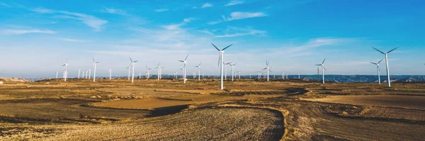 Türbin Pervaneleri Havadan Görünümü Rüzgar Enerjisinden Dönen Temiz Eko Enerji — Stok fotoğraf