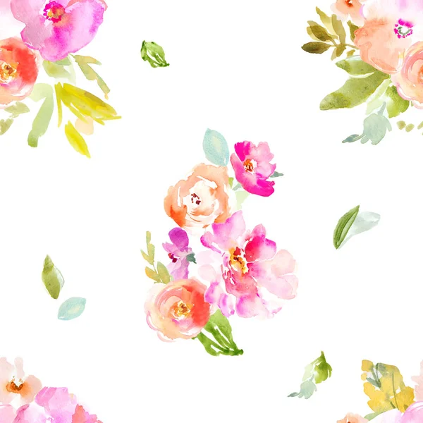 Akvarelu Květinové Pozadí Textury — Stock fotografie
