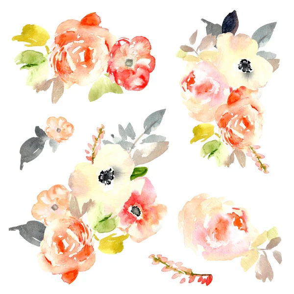Akvarelu Květinové Pozadí Textury — Stock fotografie