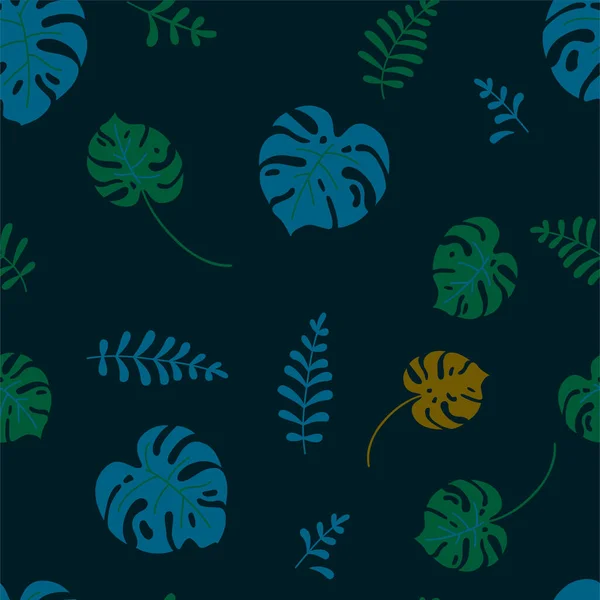 Selva sem costura padrão com plantas tropicais. Ilustração vetorial em estilo plano — Vetor de Stock
