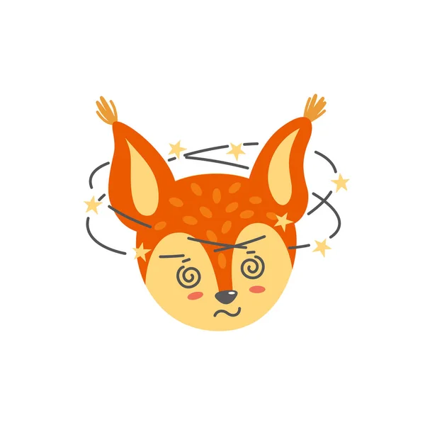 Ζαλισμένη φάτσα σκίουρου σαν emoji. Εικονογράφηση διάνυσμα σε επίπεδο στυλ — Διανυσματικό Αρχείο
