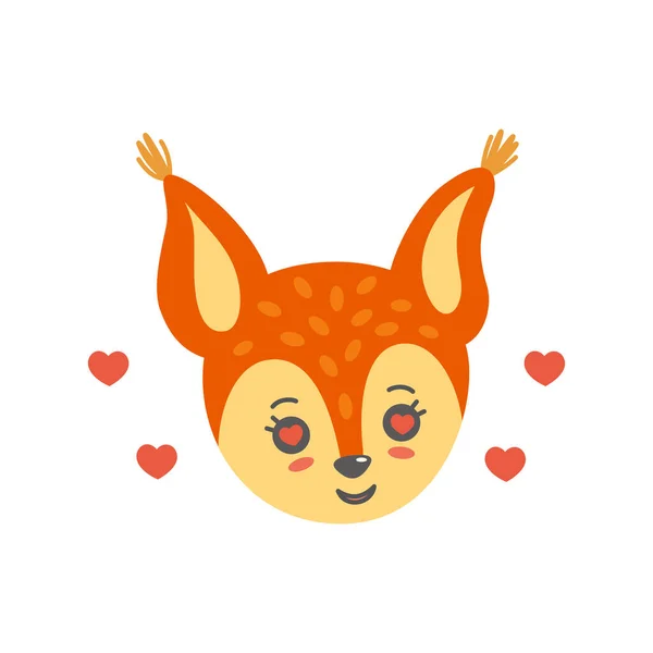 Un écureuil amoureux comme des emoji. Illustration vectorielle en style plat — Image vectorielle