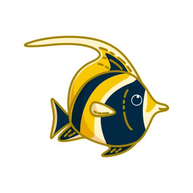 Berberi putu, renkli tropikal balıklar. Çizgi film tarzında vektör illüstrasyonu