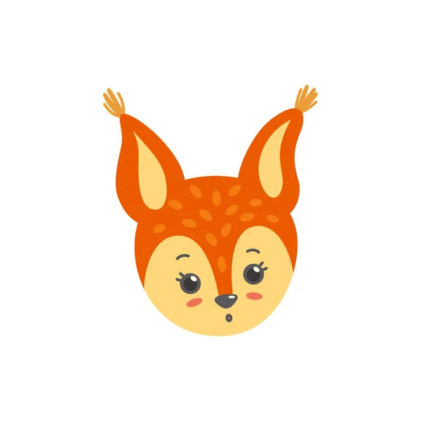 Surpris et choqué visage d'écureuil comme emoji. Illustration vectorielle en style plat — Image vectorielle