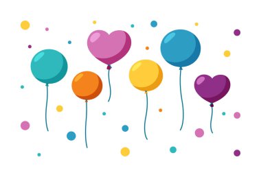 Farklı boyutlarda ve şekillerde balonlar. Mutlu tatiller için balon seti. Vektör illüstrasyonu