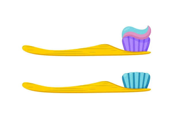 Οδοντόβουρτσα μπαμπού. Οικολογικό στοιχείο για όσους δεν θέλουν να χρησιμοποιήσουν πλαστικό. Εικονογράφηση διανύσματος — Διανυσματικό Αρχείο