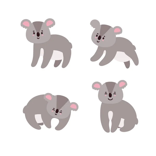 Koalas. Glückliche Koalas isoliert auf weißem Hintergrund. Vektorillustration — Stockvektor