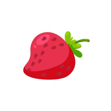 Çilek beyaz arka planda izole edilmiş. Organik çiftlikten düz çilek. Vektör illüstrasyonu