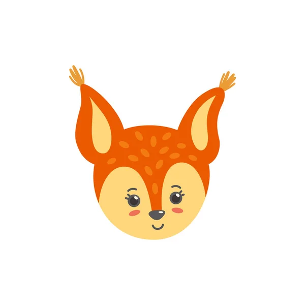 Eekhoornkop. Leuke glimlachende uitdrukking. Vector illustratie van eekhoorn — Stockvector