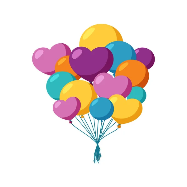 Glossy balloons for a holiday. Big bunch of helium balloons. Vector illustration — Stock Vector