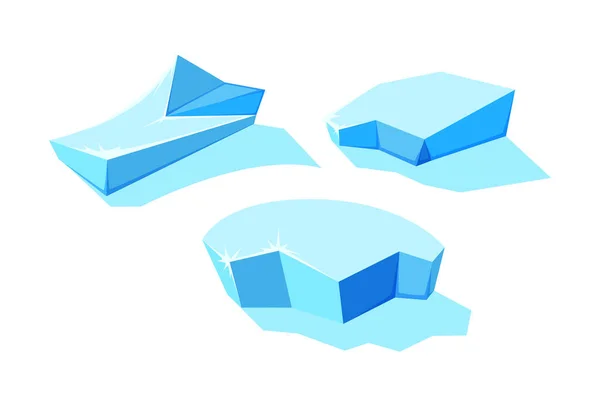 Des blocs d'iceberg. Blocs congelés pour paysages hivernaux. Icebergs pour la conception de jeux. Illustration vectorielle — Image vectorielle