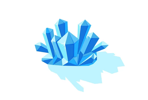 Cristaux de glace à l'ombre. Druse en cristal minéral bleu. Illustration vectorielle dans le style dessin animé — Image vectorielle