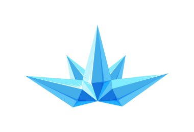 Kar Kraliçesi için beyaz arka planda izole edilmiş buz kristali tacı. Mineral kristallerinden yapılmış bir taç. Vektör illüstrasyonu