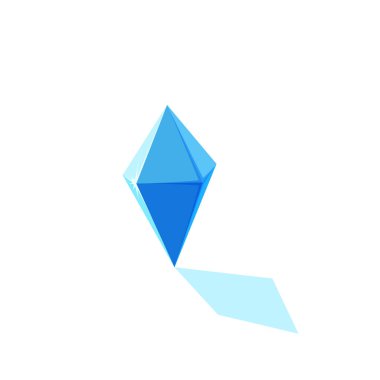 Gölgeli buz kristali prizması. Oyun tasarımı için dondurulmuş buz parçası. Vektör illüstrasyonu