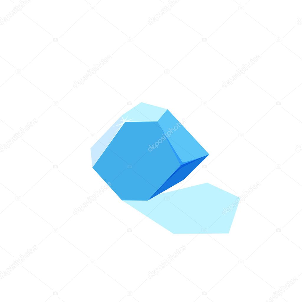 Ice block in form of hexagonal prism. Frozen piece of ice for game design. Vector illustration