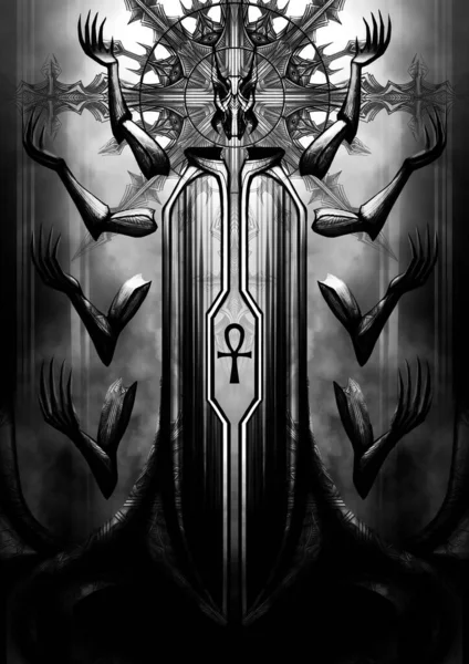 Anubis Horor Duch Zlý Duch Temný Egyptský Starověký Bůh Hlavou — Stock fotografie