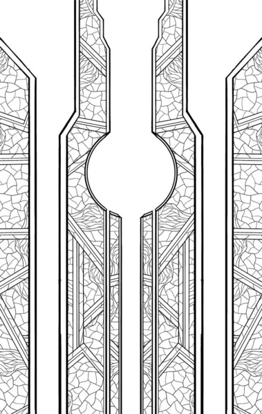 건축적 추상화 기하학적 기념비 보호용 스크린 패턴과 중앙에 부분으로 나뉘어 — 스톡 벡터