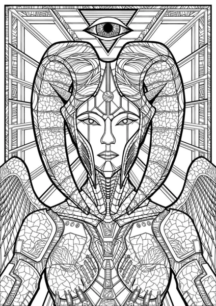 Характер Крупним Планом Королева Позаземної Цивілізації Дівчина Інопланетянин Загостреними Вухами — стоковий вектор