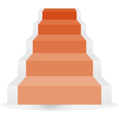 Kırmızı merdiven. İş kurma konsepti. Beyaz arkaplanda 3 boyutlu bir şablon var. Vektör illüstrasyonu E10