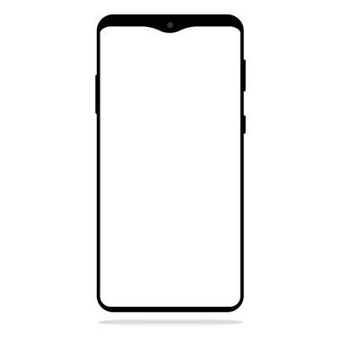   Akıllı telefonun yerleşim planı bu. Boş dokunmatik ekranlı siyah akıllı telefon. Gerçekçi akıllı telefon şablonu. Ön planda. Beyaz arkaplan eps10 üzerinde vektör illüstrasyonu izole