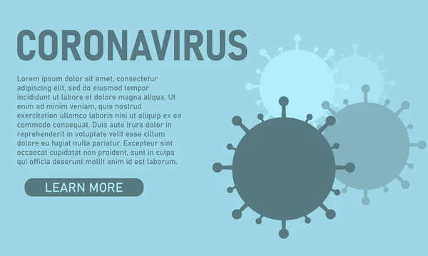 Horizontaler Blauer Hintergrund Mit Coronavirus Für Infografiken Mit Einem Bild — Stockvektor