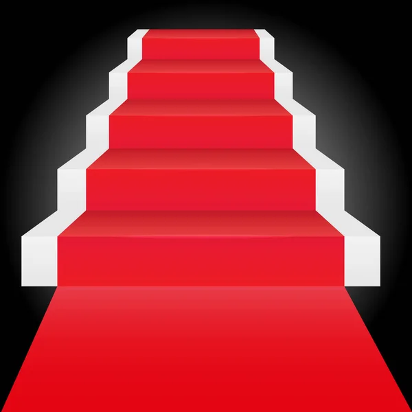 Lépcsők Vörös Szőnyeggel Lépcső Lépéssel Vörös Szőnyeg Vektoros Illusztráció Fekete Stock Illusztrációk