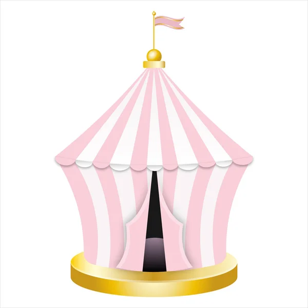 Carnival Circus Pink Tent Retro Circus Tent Flag Vector Illustration — Stock Vector