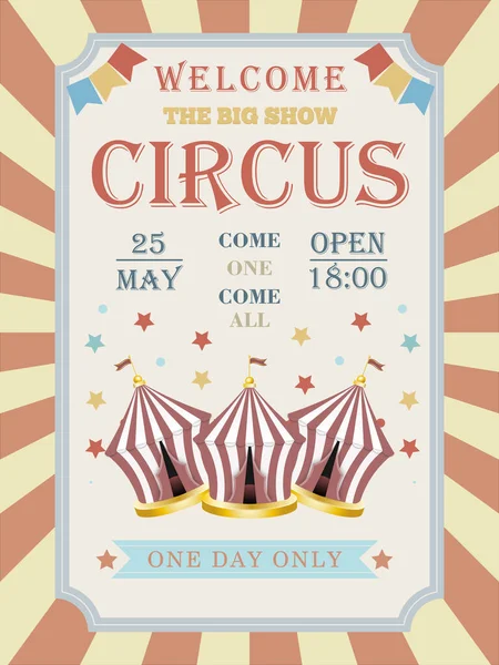 Приглашение Ретро Постер Циркового Карнавального Шоу Цирковая Палатка Винтажное Цирковое Векторная Графика