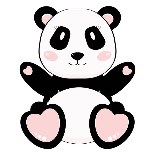 Niedliche Baby Pandabär Mit Herz Vektor Illustration Isoliert Auf Weißem — Stockvektor