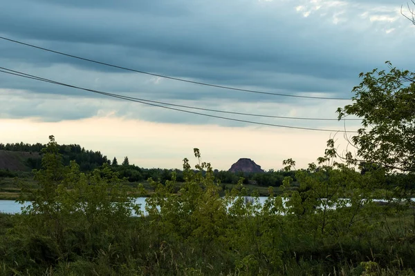 Paisagem Vista Outro Lado Lagoa Foto Foi Tirada Perto Cidade — Fotografia de Stock