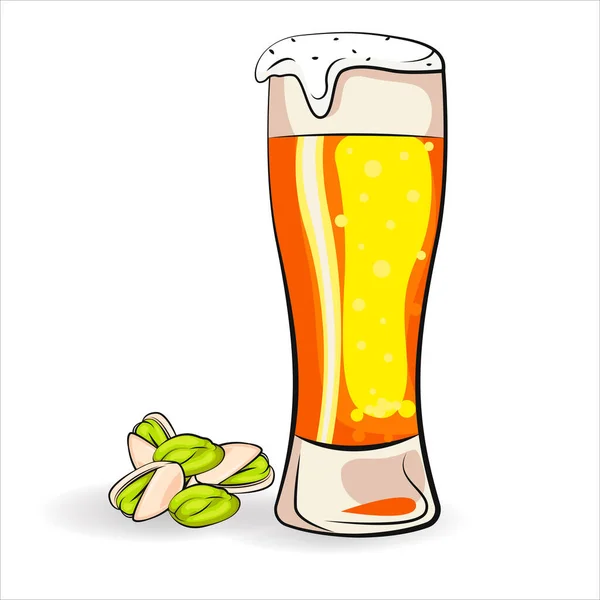 白底啤酒 矢量彩色的新鲜冷夏季啤酒的图解 一杯啤酒 一大杯啤酒 鲜艳的颜色 矢量说明 — 图库矢量图片