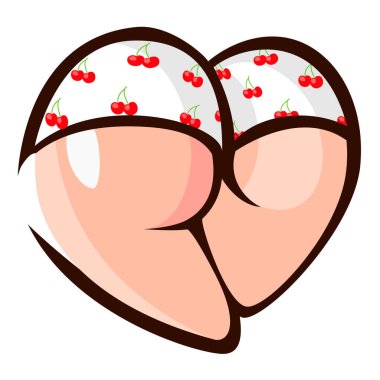 Close-up sexy naked woman booty ass in  cute lingerie. Vector Illustration. Sexy ass in  short shorts. Sexy back. Women's naked sports booty back view. Pumped up ass. Hot intimate sticker.