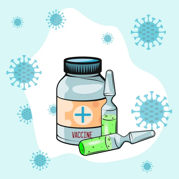 Concetto Vaccinazione Vaccino Coronavirus Covid Fiala Siringa Con Vaccino Illustrazione — Vettoriale Stock