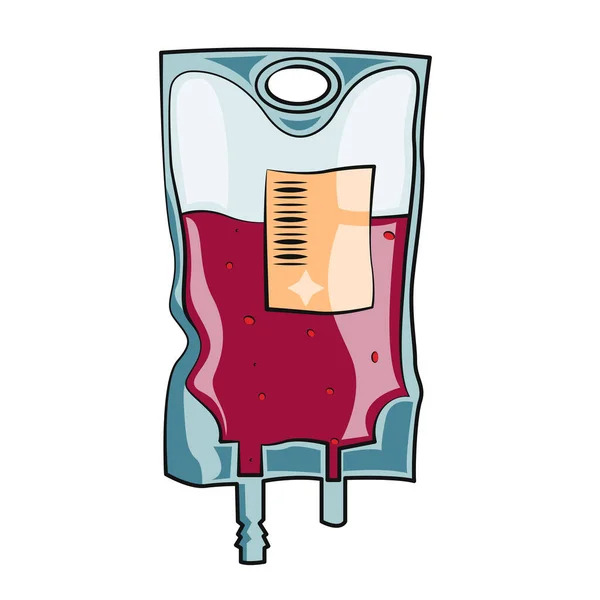 Donazione Sangue Sacchetto Sangue Isolato Bianco Vettore Piatto Cartone Animato — Vettoriale Stock
