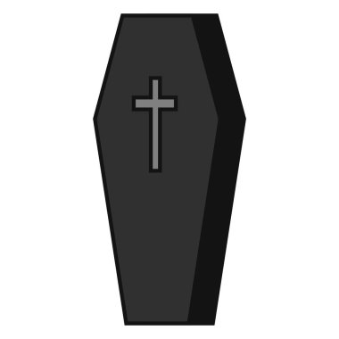 Tabut Simgesi, Tabut Tasarım Vektörü. İzole edilmiş düz bir çizim. Cadılar Bayramı süsü. Cadılar Bayramı sembolü.