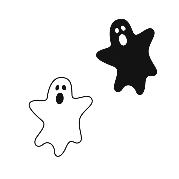 Fantasma Monocromático Fantasmas Planos Simples Ilustración Vectorial Monstruos Fantasmales Halloween — Vector de stock