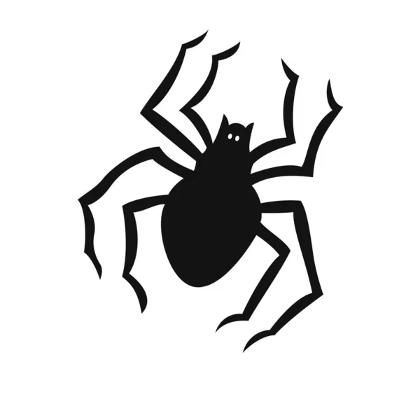 Araña Negra Simple Ilustración Vectorial Plana Blanco Spider Icono Halloween — Archivo Imágenes Vectoriales