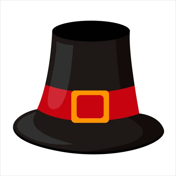 Chapeau Pèlerin Symbole Thanksgiving Vecteur Plat Isolé — Image vectorielle