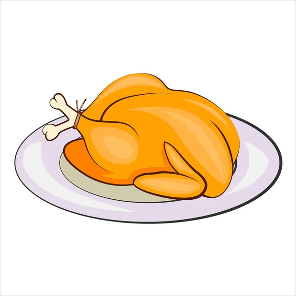 Baked Turkey Thanksgiving Day Thanksgiving Turkey Isolated Vector Illustration Baked — Stock Vector