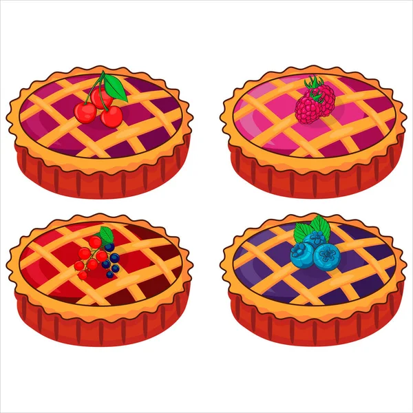 Pie Illusztráció Vektor Lapos Rajzfilm Elszigetelt Fehér Háttér Vektoros Torta — Stock Vector