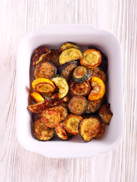 Grilled Vegetables Zucchini Eggplant Courgette Tin — Stock Photo, Image