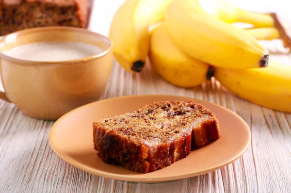 Cabeça Para Baixo Bolo Banana Toffee Servido — Fotografia de Stock