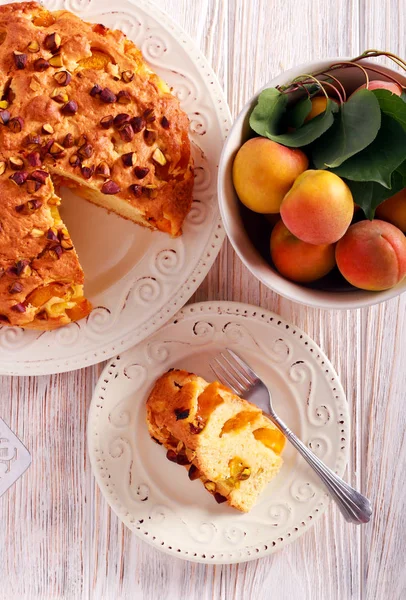 Torta Albiococche Apricot Cake Pistachio Nuts Topping — Stock Photo, Image
