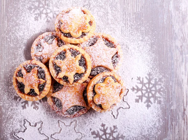 Christmas Sweet Mince Pies Icing Sugar Top View — Stock Photo, Image