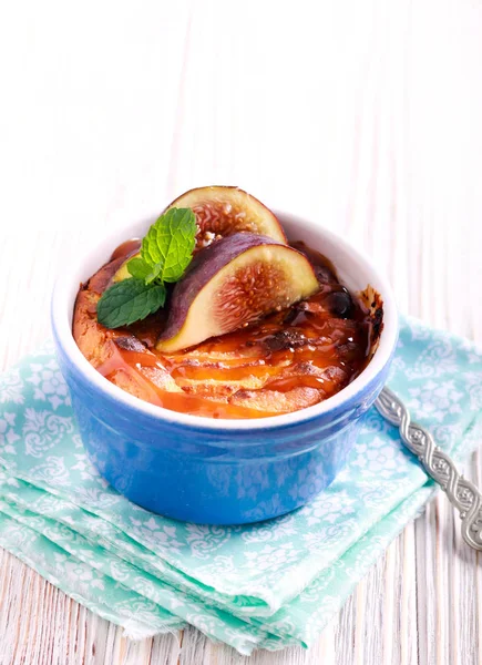 Souffle Con Salsa Caramello Fette Fico — Foto Stock