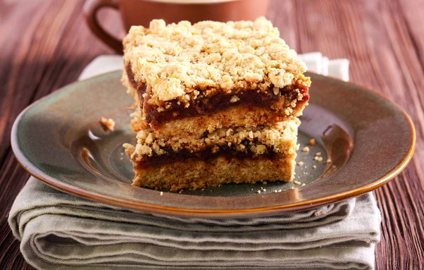Date Bars Oat Crumble Topping Plate — Stock Photo, Image