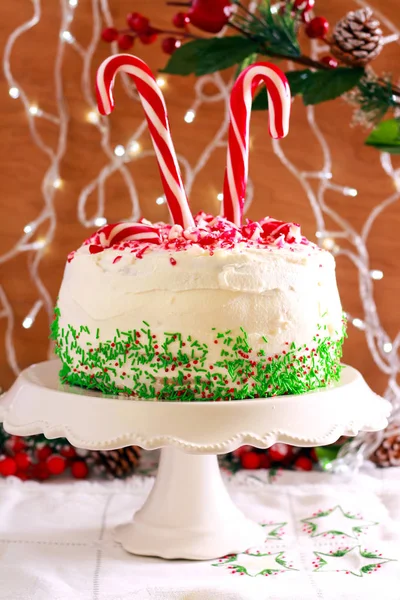 Candy Cane Explosion Cake Layered Cake Cream Jam Filling Decorated — Stock Photo, Image