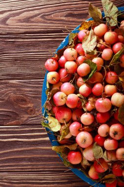 Tepsi, üstten görünüm mini elma yığını