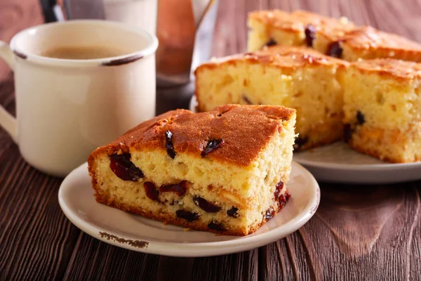 White Chocolate Cranberry Blondies Plate Coffee — Stock Photo, Image